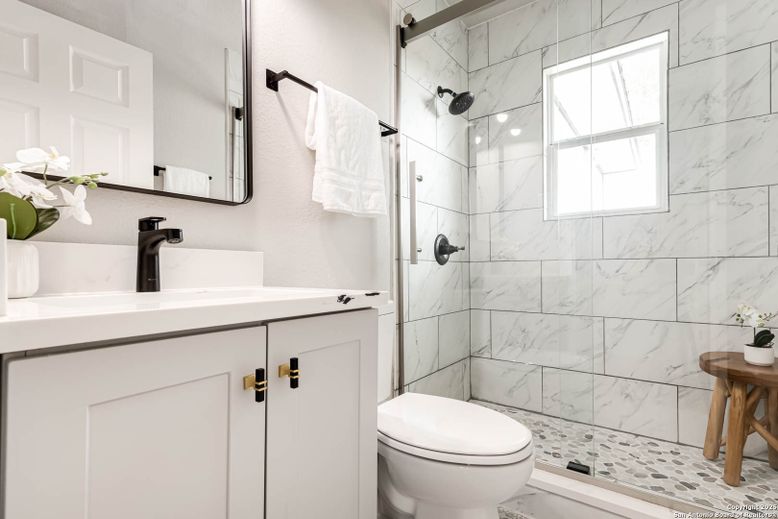 Bathroom, Glass Shower, Interior, Marble Walls