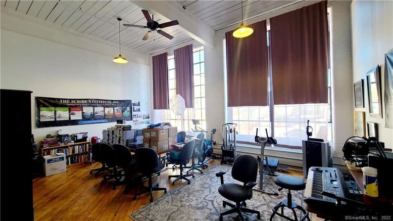 Home Office, Interior, Pendant Lights, Wood Texture Flooring